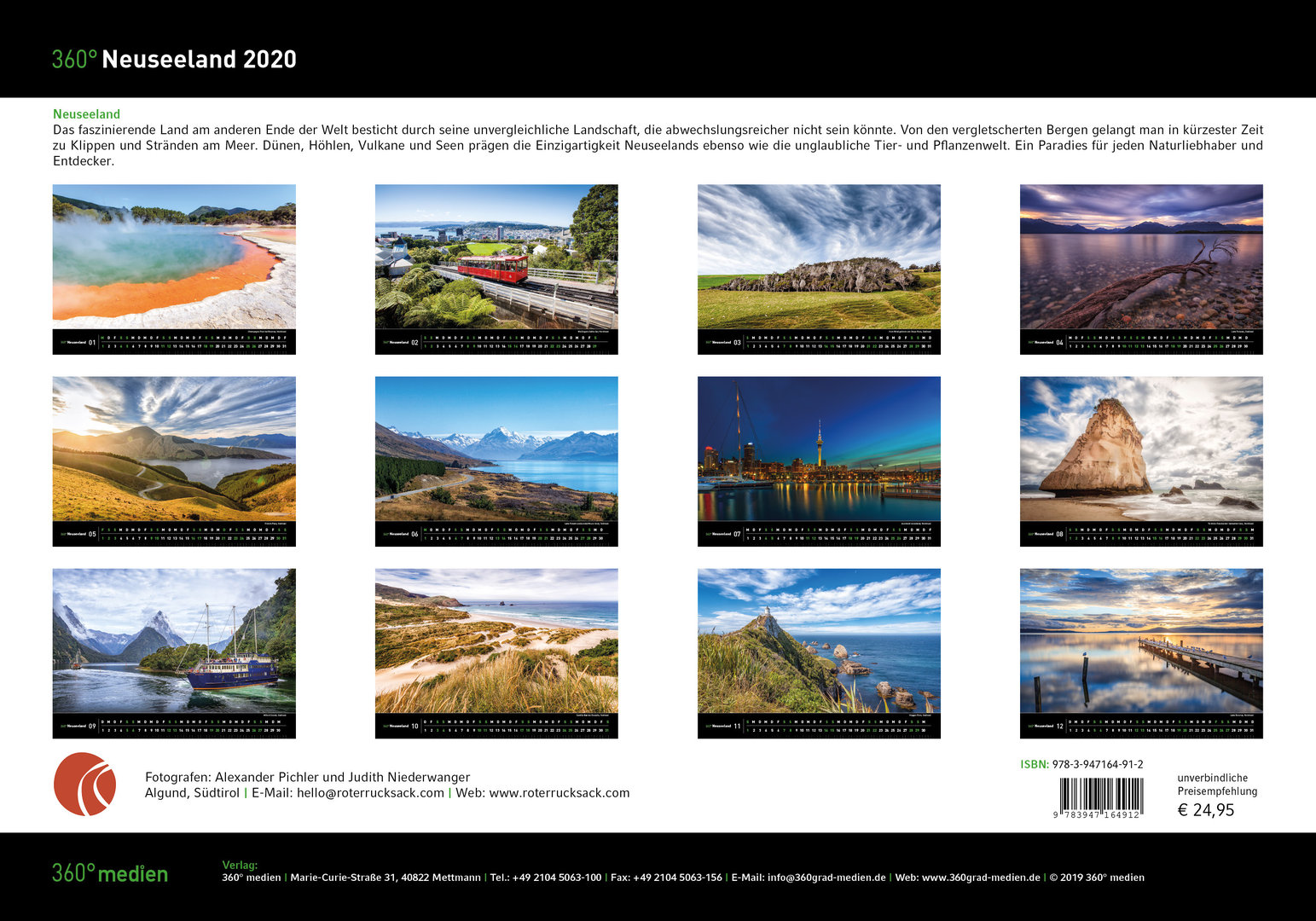 Neuseeland Kalender 2020